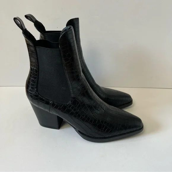 Just Fab Heeled Black Booties 7 - Picture 8 of 11